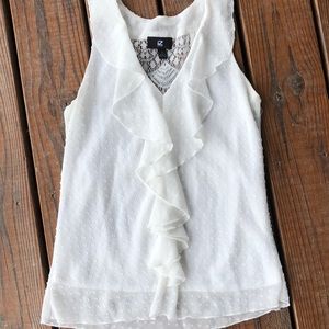 IZ Byer French Dot Ruffled Dressy Tank